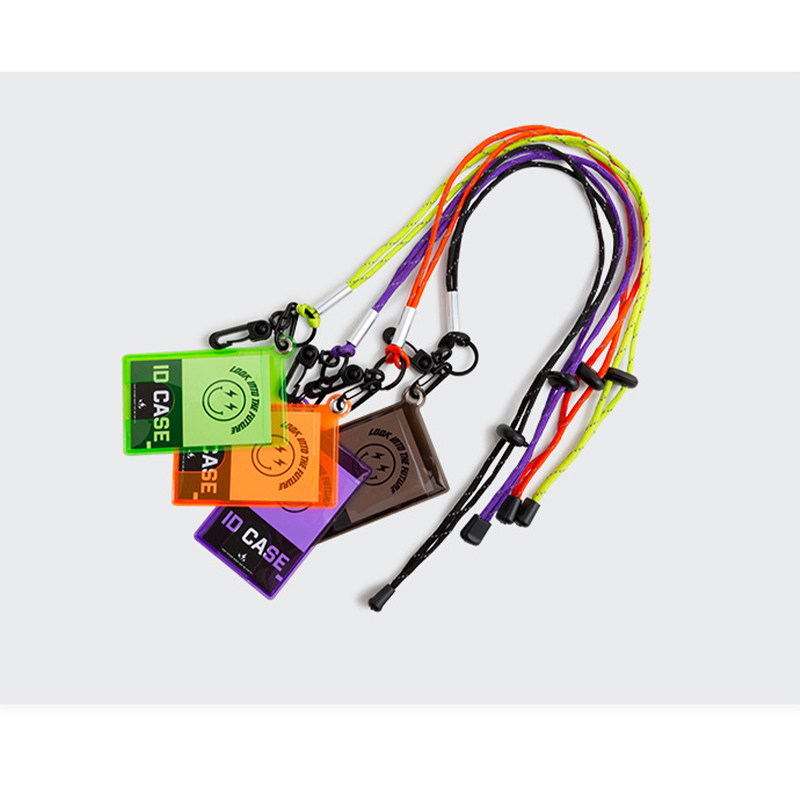 UNCLEBLUE 潮牌糖果色半透明笑脸彩色挂绳pvc卡包挂件饰品公交卡