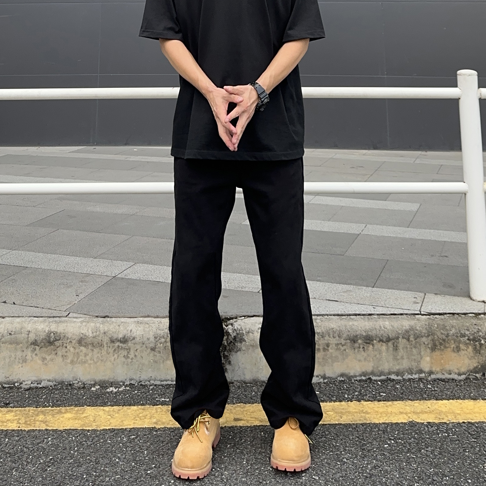 UNCLEBLUE美拉德宽松微喇牛仔裤