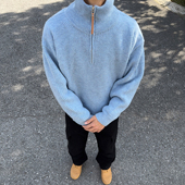 UNCLEBLUE半拉链高领毛衣25冬季 新品 复古街头老钱风松弛慵懒上衣