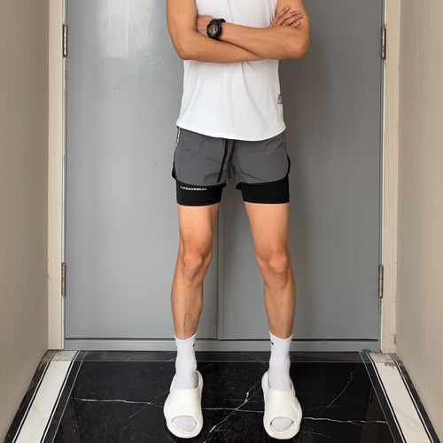 运动健身跑步短裤假两件防走光