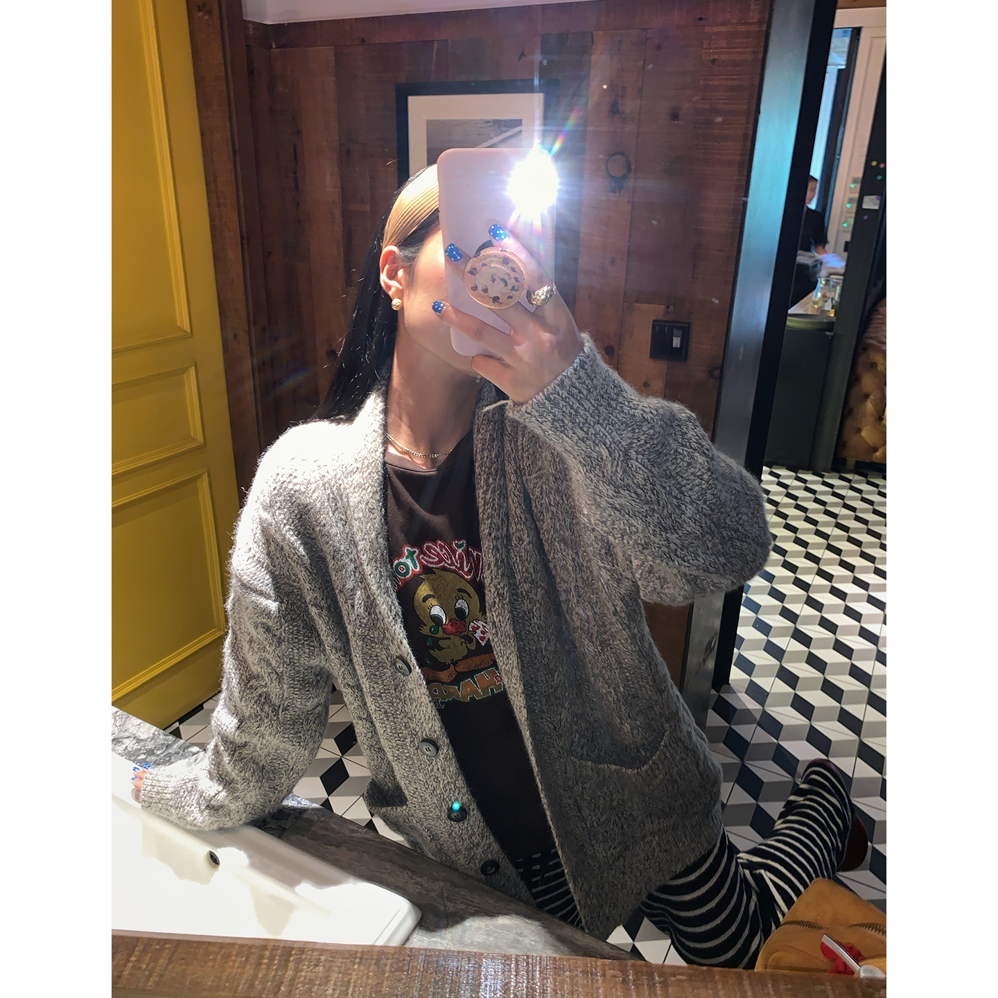 今屿花花开衫宽松毛衣女小个子