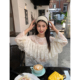 今屿花花蕾丝上衣女轻奢高级感2025年新款 设计感套头蕾丝衫 小个子