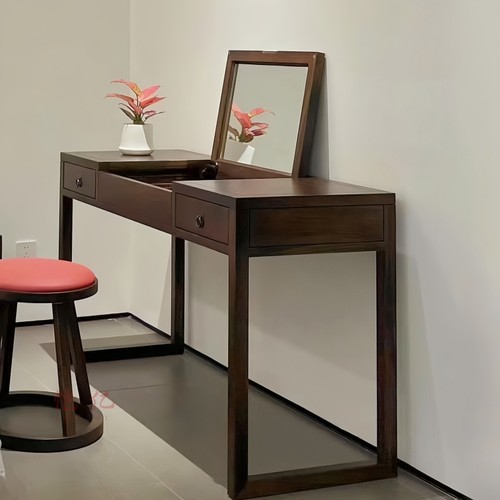 新中式爱里古夷苏木卧室梳妆台君和宋檀风翻盖化妆桌黑檀小型书桌