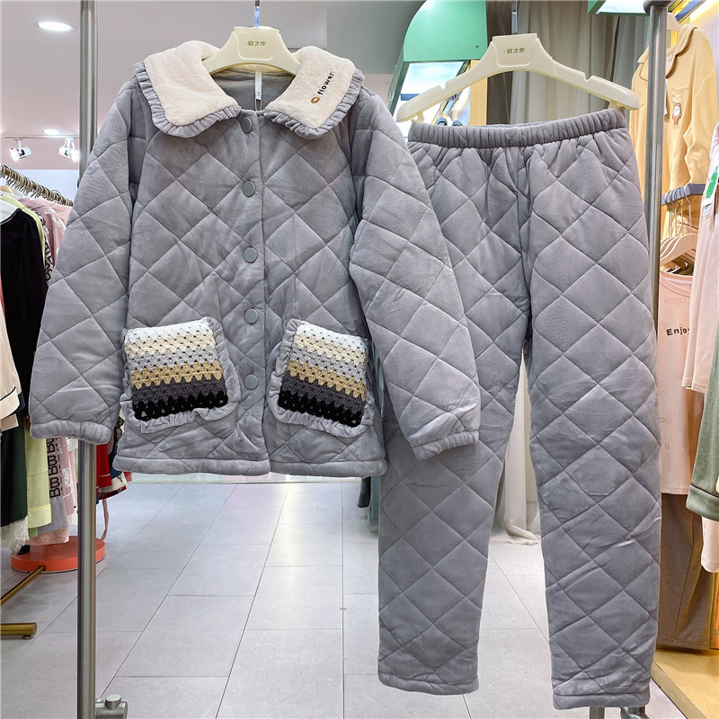 安之伴女珊瑚绒夹棉家居服