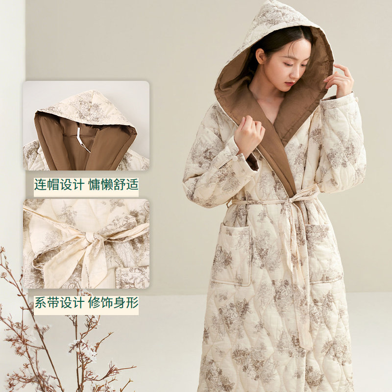 安之伴女士浴袍睡衣冬季新品三层加厚贝贝绒夹棉保暖睡袍连帽裙子,女士内衣/男士内衣/家居服,睡袍/浴袍,淘宝优惠券,粉丝福利购,淘宝优惠卷