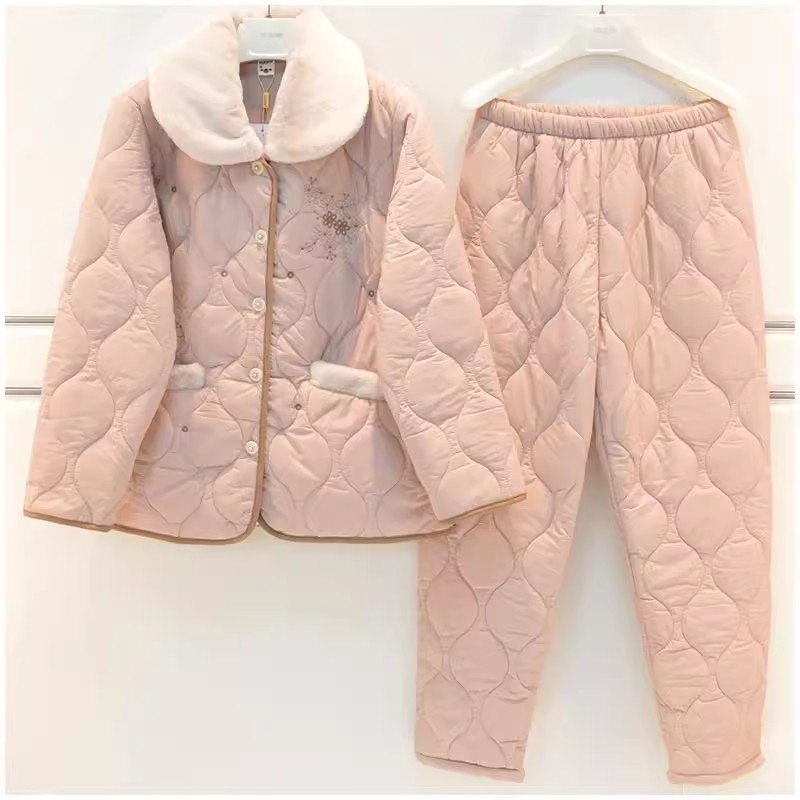 佰伦熊女士睡衣冬季新品防风轻巧保暖羽绒棉夹棉休闲可外穿家居服