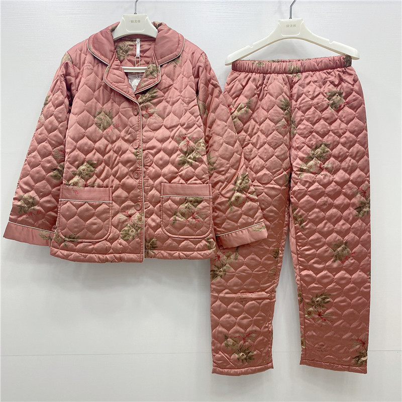 安之伴女冰雪丝薄夹棉保暖家居服