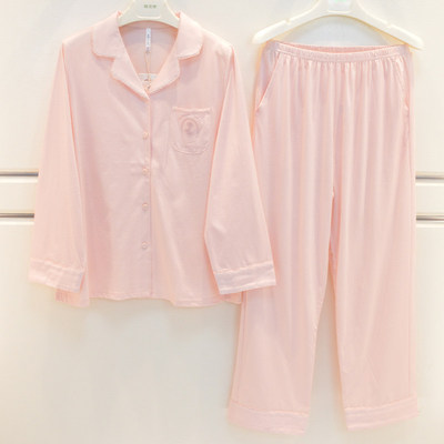 安之伴睡衣2026春夏女士丝光新棉素色简约高级感长袖宽松家居服套