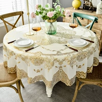 Khăn trải bàn tròn mạ vàng PVC lớn bàn tròn khăn trải bàn châu Âu không thấm nước và dầu dùng một lần bàn tròn bàn xoay bàn cà phê mat - Khăn trải bàn khăn trải bàn nhỏ