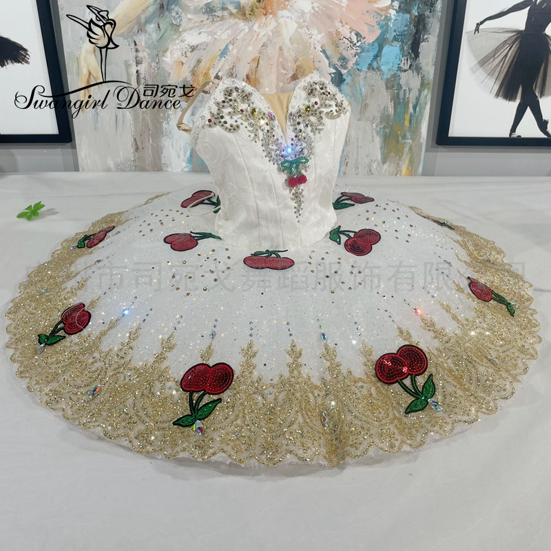 女童樱桃小萝卜变奏芭蕾比赛演出服专业订制菱角网TUTU裙纱裙