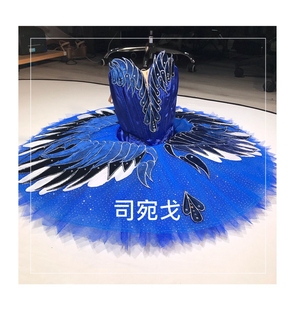 新款 欧式 专业分体芭蕾舞演出服儿童蓝鸟量身定制演出服蓬蓬裙女