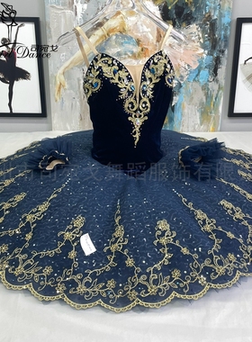深蓝色法老的女儿变奏芭蕾演出服TUTU裙女童进口纱定制比赛盘裙