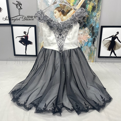 黑白色梦幻变奏芭蕾演出服女童FDC比赛蓬蓬裙个性量身定制