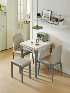 岩板餐桌家用小户型可伸缩折叠桌子现代简约轻奢多功能70×60cm宽