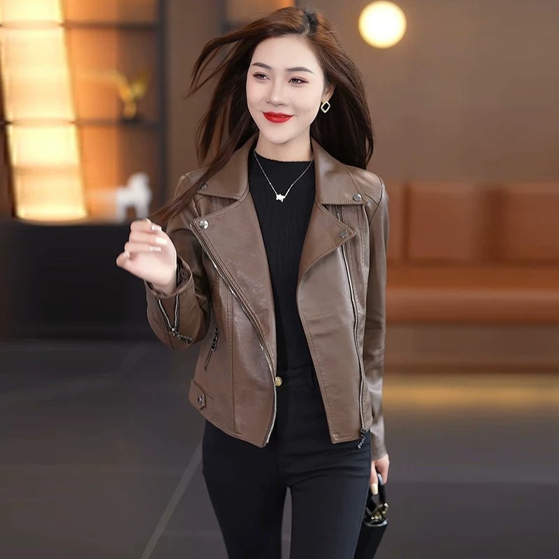皮衣女士2026超火皮外套短款春秋新款修身小袄大码皮夹克潮