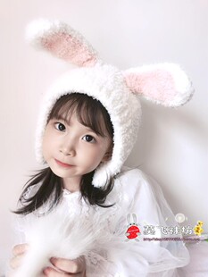 秋冬季演出可爱潮兔子母女宝宝亲子儿童毛线帽子保暖公主洋气护耳