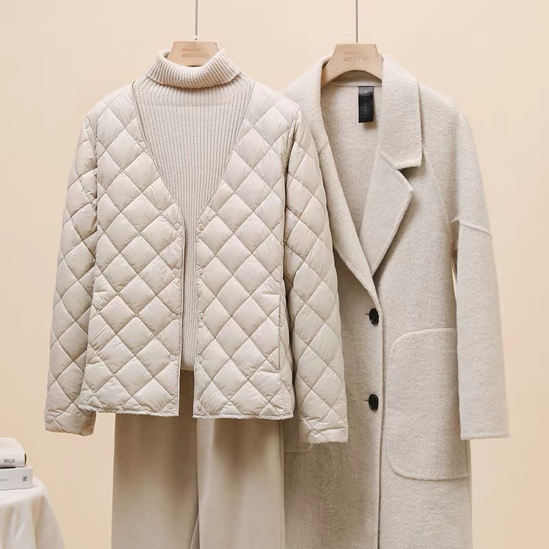 反季V领轻薄羽绒服女内胆无领超轻便超薄款内穿大码大衣内搭外套