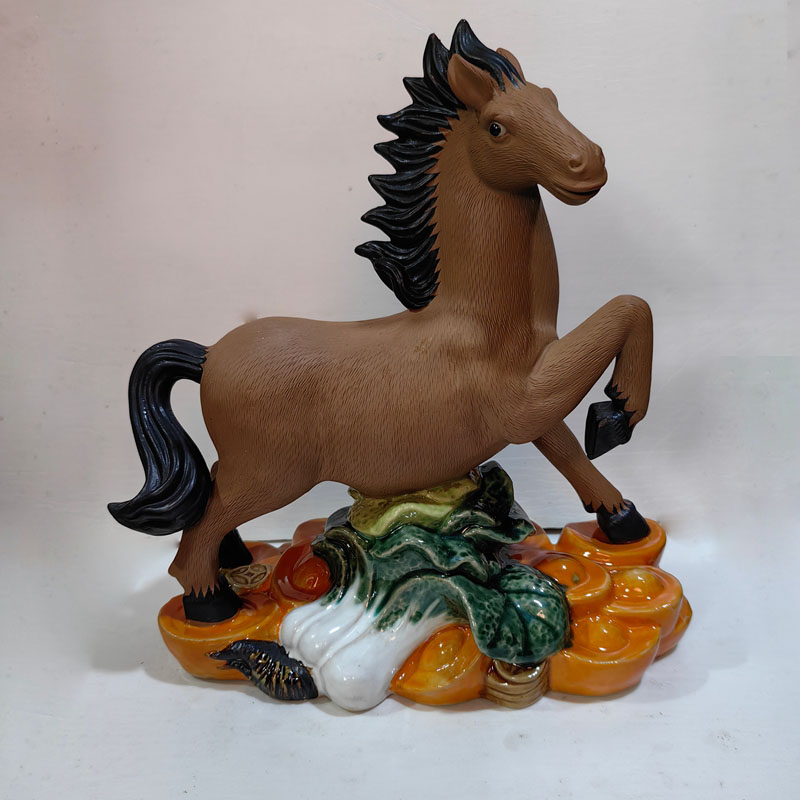 石湾公仔马年十二生肖马上发财马到成功福禄寿财运滚滚家居摆件