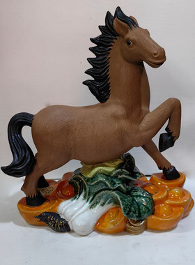 石湾公仔马年十二生肖马上发财马到成功福禄寿财运滚滚家居摆件