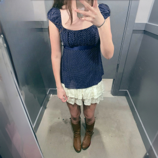 收腰绑带显瘦辣妹百搭T恤 A摆娃娃衫 MSYOUCAN 甜辣纯欲波点泡泡袖