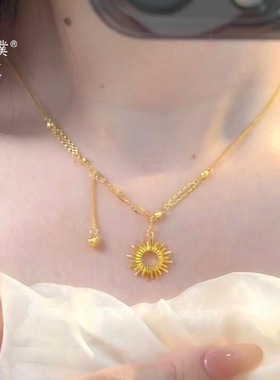 金店同款沙太阳花项链女不