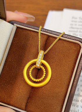 金店同款古法沙点钻双圈环