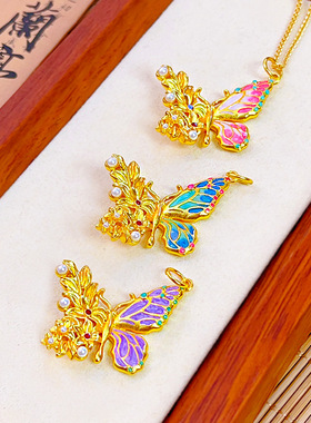 新中式国潮风沙金999珐琅