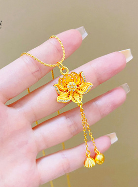 古法沙金999荷花两世欢吊