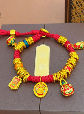 新中式沙金黄财神吞兽盘缠