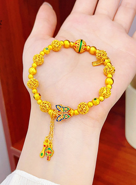 沙金999古法烧蓝蝴蝶流苏