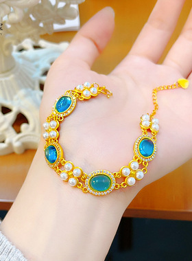 金店同款沙海蓝色双层珍珠