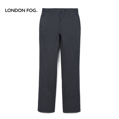 LONDON FOG伦敦雾男装休闲裤宽松直筒中腰无褶棉夏季黑色休闲长裤