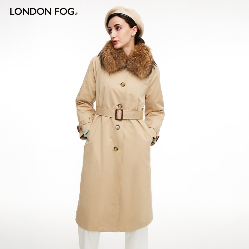 LONDONFOG中长款可拆卸风衣女