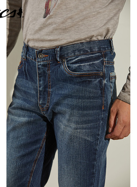 MCS万宝路专柜正品2025秋冬款畅销款宽松直筒男士牛仔裤洗水裤子