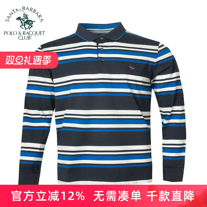 圣大保罗男装秋冬款翻领商务休闲长袖T恤POLO衫中年款PW18KT005M