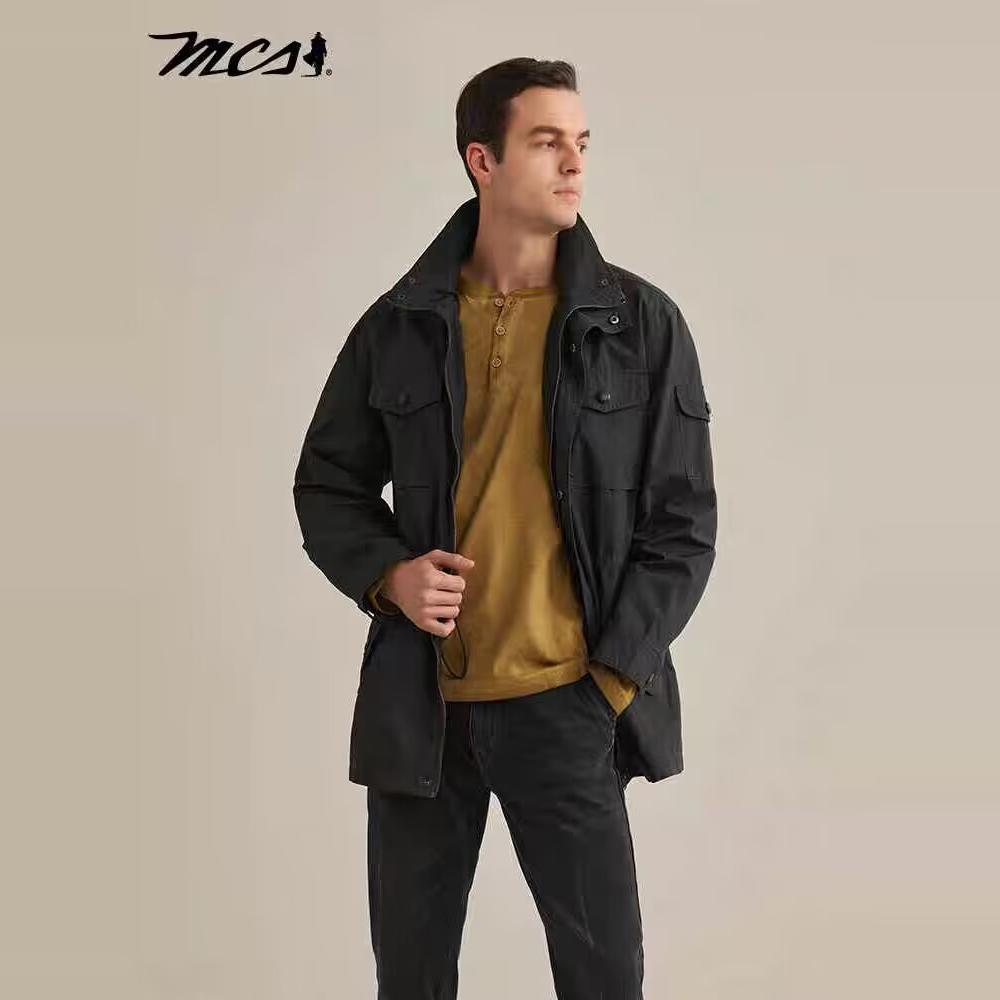 MCS春秋季新款男中长款复古夹克