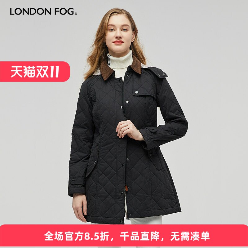 伦敦雾大码女中长款保暖棉服