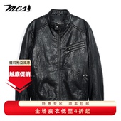 休闲短款 MCS男装 绵羊皮真皮皮衣男秋冬立领复古机车款 外套男上衣