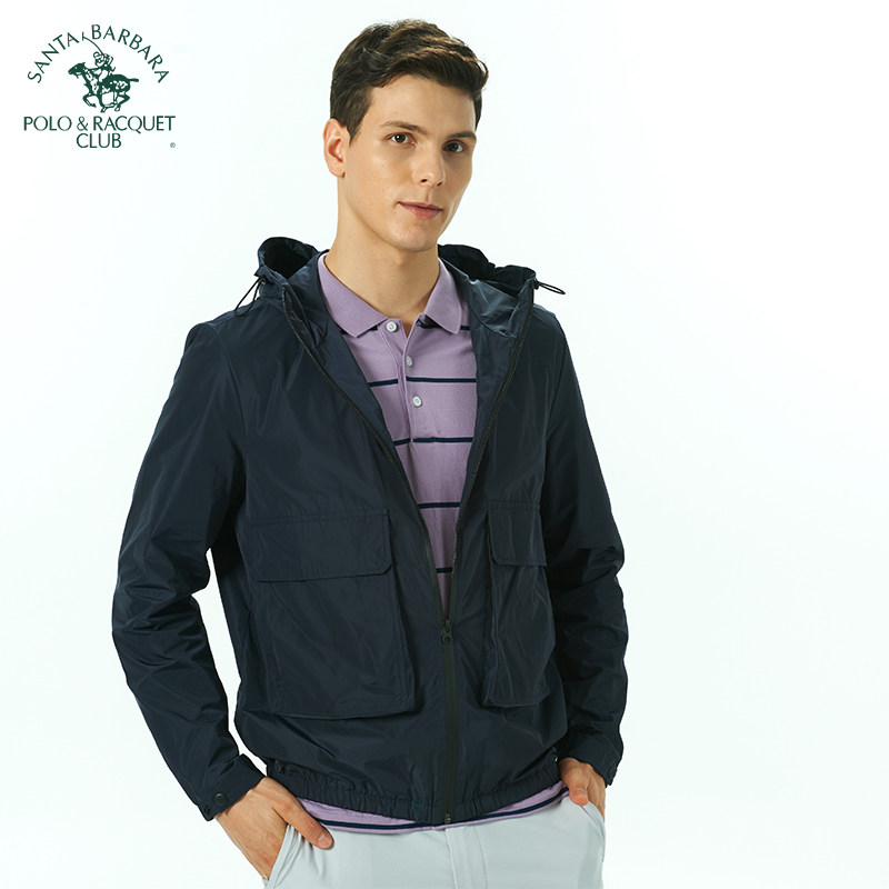 圣大保罗男装春夏薄款防风外套大码连帽潮款休闲夹克男商旅男上衣