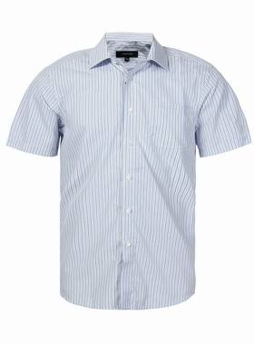 LONDON FOG/伦敦雾品质男装夏款休闲棉质条纹短袖衬衫LS13WH126