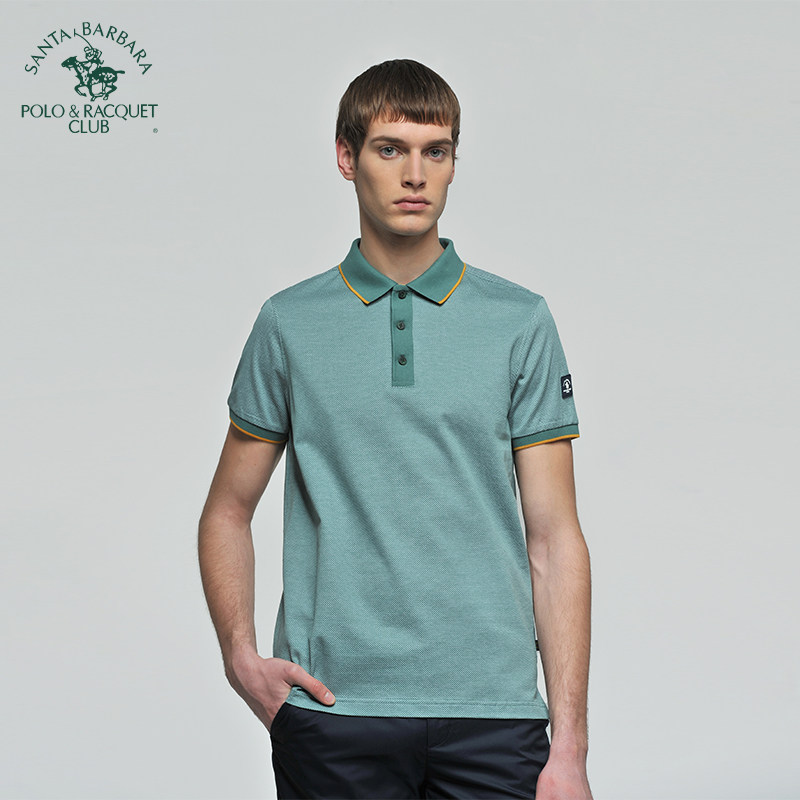 圣大保罗男装夏季款纯棉撞色中年大码短袖T恤男士父亲装休闲上衣