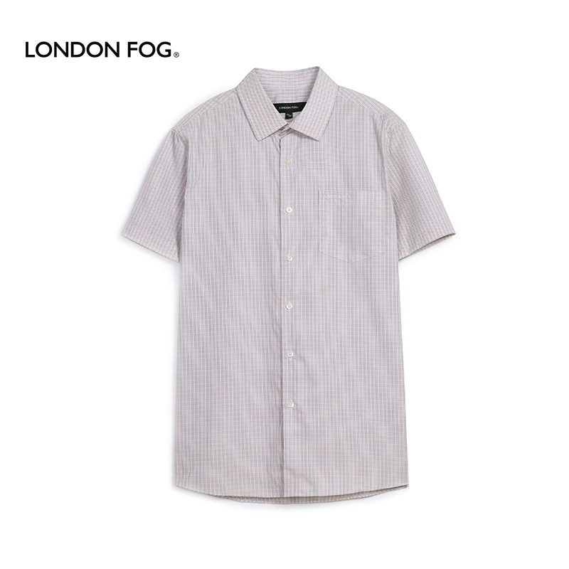 LONDONFOG纯棉格子单袋衬衫男士