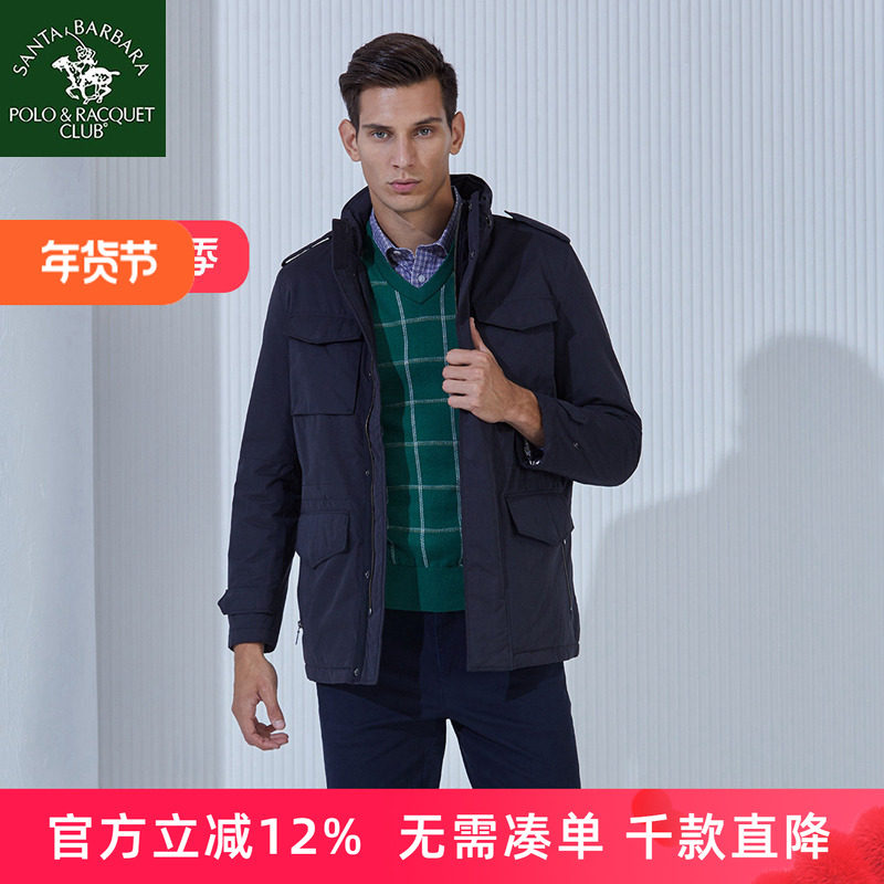 圣大保罗棉衣冬季新款男外套棉服休闲立领棉袄中年男士POLO爸爸装