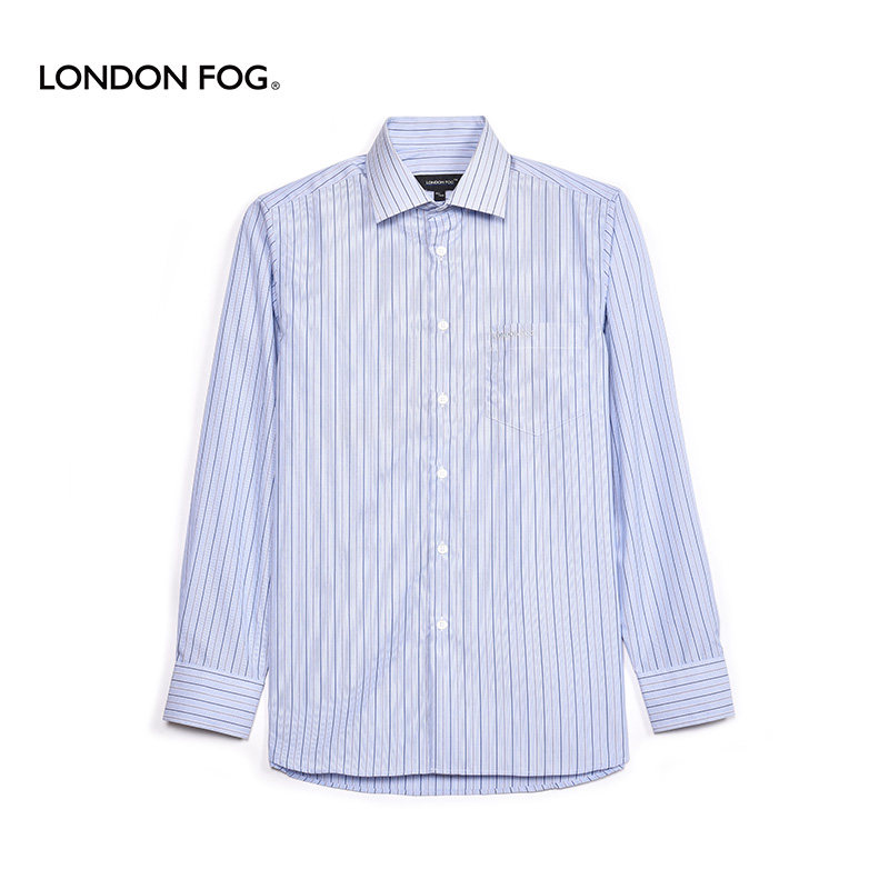 LONDON FOG伦敦雾男装春夏棉竖条纹宽松时尚商务休闲百搭长袖衬衣