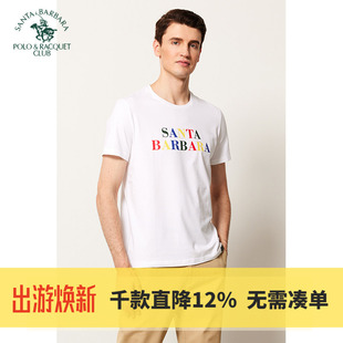 圣大保罗男装新款短袖t恤男潮流青年圆领印花T桖潮牌上衣时尚男装