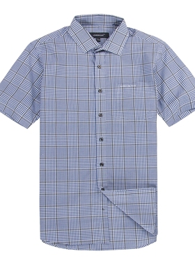 LONDON FOG/伦敦雾专柜品质男装棉制修身细格子蓝色衬衫LS12WH125