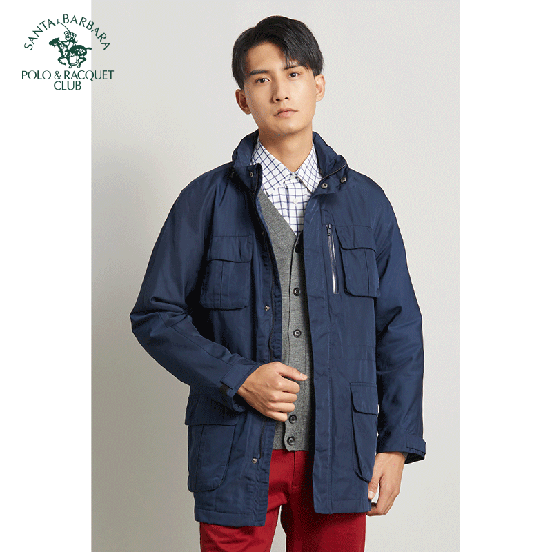 圣大保罗男装秋冬款涂层布休闲宽松立领保暖棉衣外套大码夹克棉服