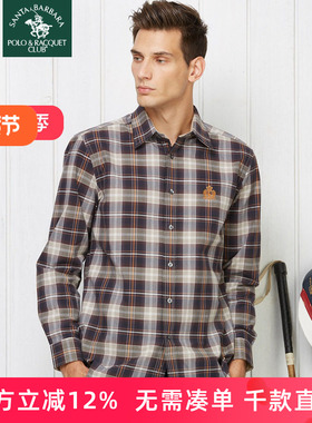 圣大保罗专柜品质秋冬衬衫棉制格子休闲长袖衬衣大码 男PW11WH026