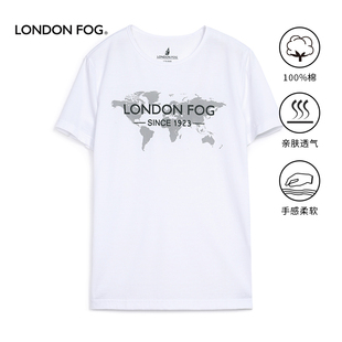 LONDON FOG/伦敦雾男装圆领休闲印花衫夏薄款透气大码百搭短袖T恤