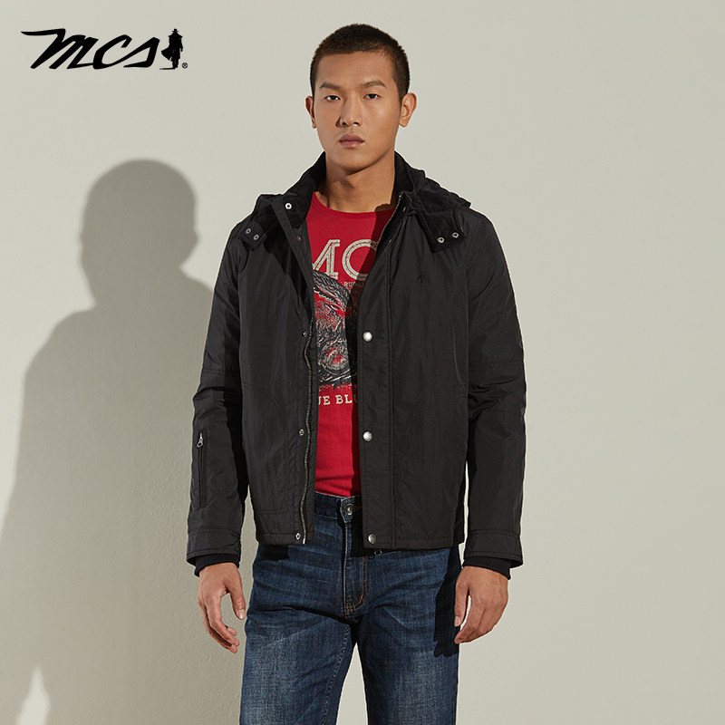 MCS万宝路男装外套可脱卸帽棉服